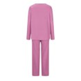 thumbnail image 3 of Timegard Ensembles de Pyjamas pour Femmes 2 Pcs Manches Longues Col en V Haut Froncé et Pantalon Automne Décontracté Doux Tenues de Pjs, 3 of 4