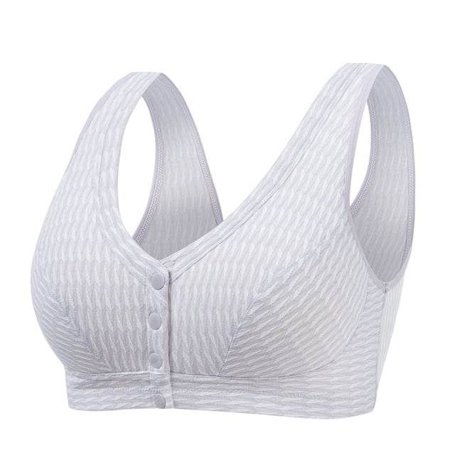 Besolor Plus Size Bras for Women Button Front Closure Wirefree Bralettes High Support Full Coverage Underwear