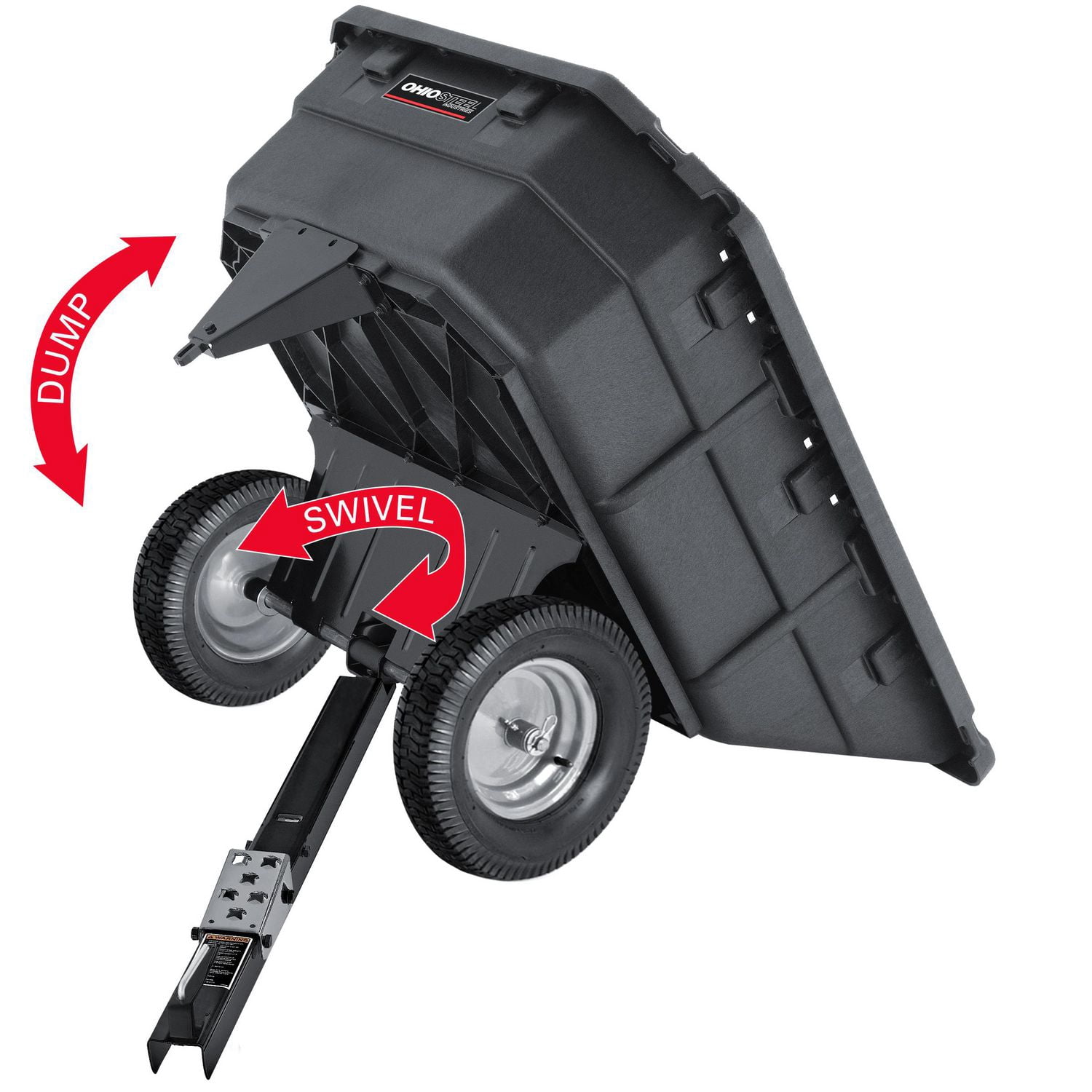 Ohio Steel 15 Cubic Feet Poly Swivel Dump Cart, 1000 lb capacity and 1" axle