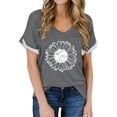 thumbnail image 1 of WTXUE T-Shirts à Manches Courtes, Chandails à Col Rond pour Femmes T-Shirts à Col en V pour Femmes Légers et Doux T-Shirts d'Été Décontractés Hauts pour Femmes Grande Taille Gris P, 1 of 5
