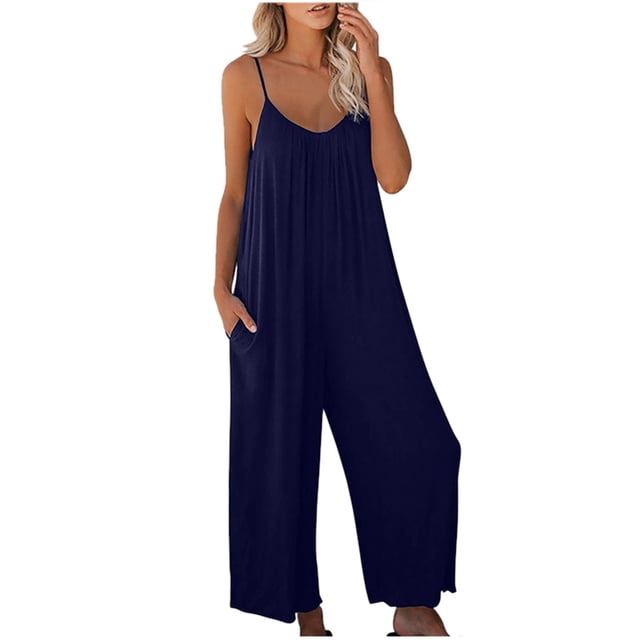 DPTALR Combinaison à Bretelles pour Femmes Style d'Été Couleur Unie Poche Combinaison Décontractée Femme