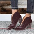 thumbnail image 2 of Kcodviy Autumn Women Boots Chunky Boots Socks for Women High Heel Mid Heel Print Boots for Women Booties Wide Width Solid Color Pointed Toe Flat Boots for Women Comfortable Slip on, 2 of 6