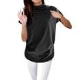 thumbnail image 2 of MesaSe Aviva Femme Col Roulé Manches Courtes Coton Uni Blouse Décontractée Haut T-Shirt Plus Kh/L, 2 of 3