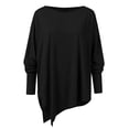 thumbnail image 4 of CEHVOM Women Casual Plus Size Round Neck Solid Long Sleeve Irregular Sweatshirt Loose Print Pullover Tops Blouse, 4 of 7