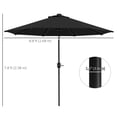 thumbnail image 3 of Outsunny 9ft Solar Patio Umbrella with LED Lights Tilt Canopy, Black, 3 of 10