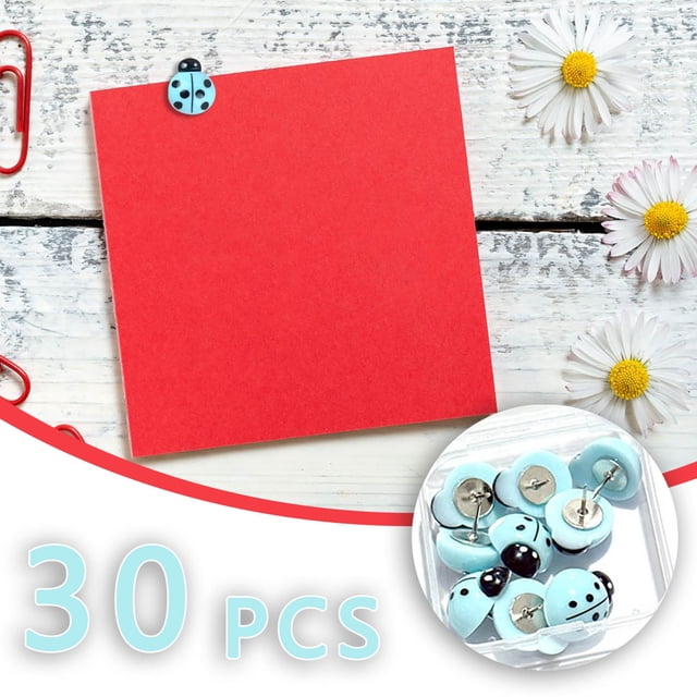 Ladybug Thumbtacks, Decorative Push Pins, Cute Board Pins, Bulletin Board Accessories, Photo Wall Map Tacks, Office Home Organization Supplies, Adhesive Backing
