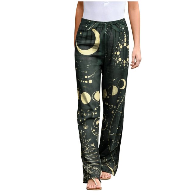 Pantalon Long Décontracté d'Été pour Femmes, Imprimé, Bandage