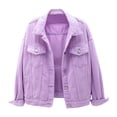 thumbnail image 1 of Hontri Vestes en Denim pour Femmes Grande Taille en Solde, Veste en Denim Colorée pour Femmes Grande Taille Courte Ample Haut Violet,Rouge,Bleu,Bleu Foncé, 1 of 5