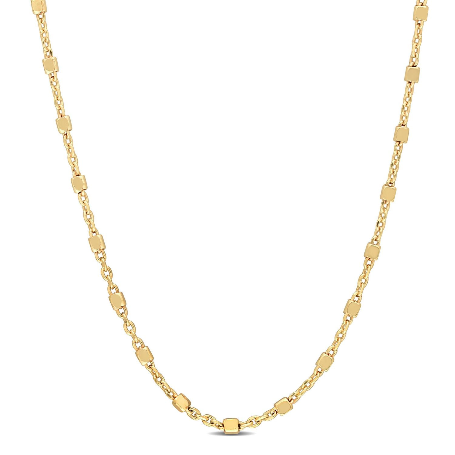 Collier chaîne station de perlée de Miabella en argent sterling plaqué en or jaune 18K
