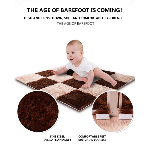 Lot De 24 Carreaux De Tapis De Sol En Mousse Puzzle En Peluche avec
