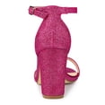 thumbnail image 3 of BLISSFUL STEP Women's Solid Color Glitter Ankle Strap Chunky Heels Sandals, 3 of 6