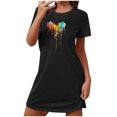 thumbnail image 2 of Mefallenssiah Chemise de Nuit Courte Surdimensionnée pour Femmes Mode Imprimé Poitrine Manches Courtes, 2 of 7