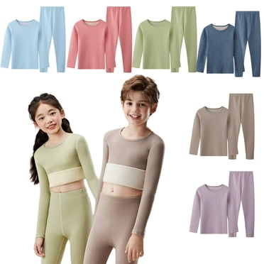 Ensemble de sous-Vêtements Thermiques en Velours pour Garçons et Filles 5-12 Ans Long John Automne Hiver Couche de Base Douce Doublée en Molleton pour Enfants Tout-Petits