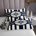 thumbnail image 3 of Erosebridal Nautical Compass Coverlet Set Queen, Geometric Stripes Bedding Set, Ocean Theme Decor, 3 Pieces, 3 of 5