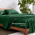 thumbnail image 3 of Bare Home Premium 1800 Collection Ensemble de Draps 5 Pcs, Grand Californien Divisé, Vert Forêt Chiné, 3 of 7