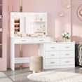 thumbnail image 2 of Yiwa Large Vanity Table with Lighted Mirror, 8 Storage Drawers, 2-Tier Shelves, 3 Lighting Modes for Bedroom, 2 of 7