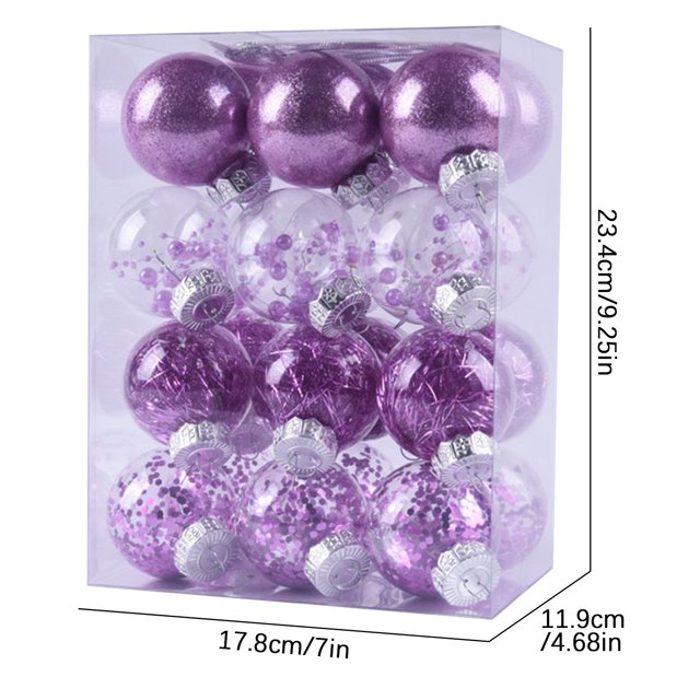 24Pcs Christmas Tree Ornament Pendant Party Supplies Tree Hanging Plastic Ball