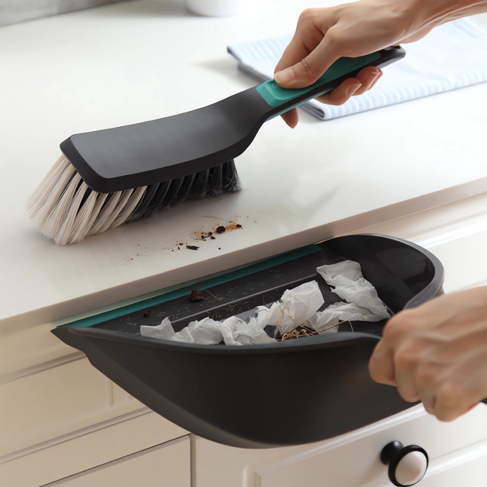 Yeciiwht Small Broom and Dustpan Set, Desktop Cleaning Brush Mini Dustpan, Home Cleaning Tools Broom with Dustpan Combo Set Ash Removal Sweeping Brush for Office, Living Room, Bedroom