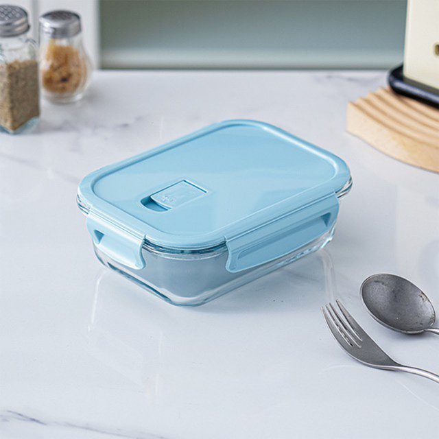 Birdeem Glass Lunch Box Microwave Safe, 30oz Leakproof Food Storage Container for Office and School, Bento Box with Lid, Dishwasher Safe Glass Meal Prep Containers