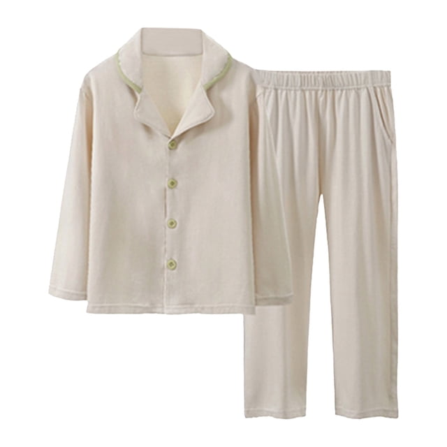 GDREDA Kids Clothes Set Button Down Top And Pants Long Sleeve Soft Comfortable Cloth Sets Boys Breathable Pyjamas Beige,Over 16