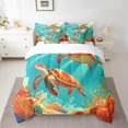 thumbnail image 2 of YST Cartoon Sea Turtle 7-Piece Aqua Animal Comforter Set, Ocean Wildlife King Bedding, 2 of 4