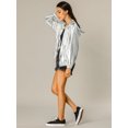 thumbnail image 4 of INSPIRE CHIC Women's Shiny Long Sleeve Zipper Hooded Metallic Jacket, 4 of 6
