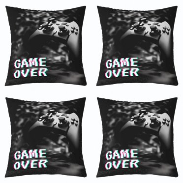 Erosebridal Boys Gamer Throw Pillow Covers 16x16 Set of 4, Gaming Video Game Gamepad Pillow Cases for Couch