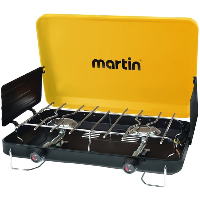 Martin MCS200 Poêle-Gril de Camping Portable au Propane pour l'Extérieur à 2 Brûleurs, Jaune