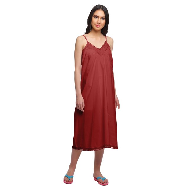 Moomaya Nuisette Unie à Bretelles Spaghetti pour Femmes Longueur Genou Robe de Nuit