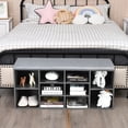 thumbnail image 4 of Gymax Entryway Padded Shoe Storage Bench 10-Cube Organizer Bench Adjustable Grey, 4 of 10