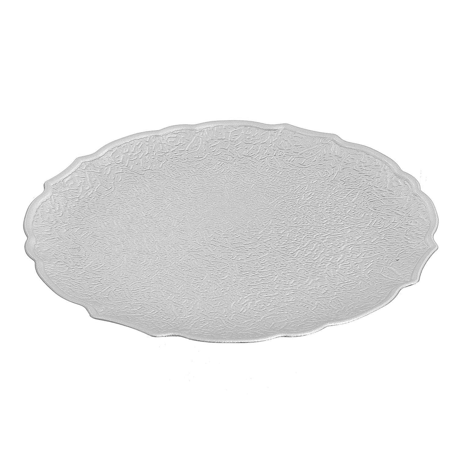 Plaque De Service Rond (Texturé) (Argent) (13" ) - Set of 6