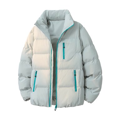 hoksml Men's Stand Collar Puffer Jacket Solid Color Long Sleeve Zip Front Winter Coat with Pockets Casual Warm Outerwear