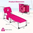 thumbnail image 3 of Gymax Chaise Longue de Plage Pliante - Ensemble de 2, Rose, 3 of 10