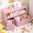 thumbnail image 4 of Costway Storage Cabinet 3 Drawer Chest with Wheels Large Storage Cube Shelf Pink, 4 of 10