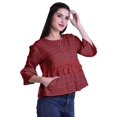 thumbnail image 3 of Moomaya Hauts Boho Coton Décontractés Amples Blouses Haut d'Été Col Rond T-Shirt, 3 of 4