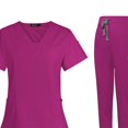 thumbnail image 3 of maskred Ensemble de Sarrau pour Femmes Infirmière Col en V Lavable à la Machine Manches Courtes Tenue Confortable Rose Rouge G 1 Ensemble, 3 of 6