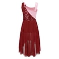 thumbnail image 4 of RUNQHUI Filles Enfants Sans Manches Ballet Lyrique Danse Contemporain Moderne Costumes Robe Asymétrique en Maille Bourgogne 10, 4 of 7