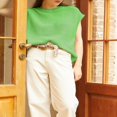 thumbnail image 3 of Gilets Pulls Unis pour Femmes Col Rond Manches Courtes Amples, 3 of 6