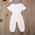 thumbnail image 2 of Sylvamorning Infant Baby Romper Solid Color Short Sleeve Elastic Waist Jumpsuit, 2 of 7