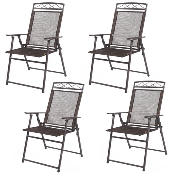 Patiojoy 4PCS Folding Sling Chairs Patio Garden Pool