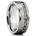 thumbnail image 1 of Men's Tungsten Carbide Ring Hammered Meteorite Wedding Band 8MM Silvertone, 1 of 4