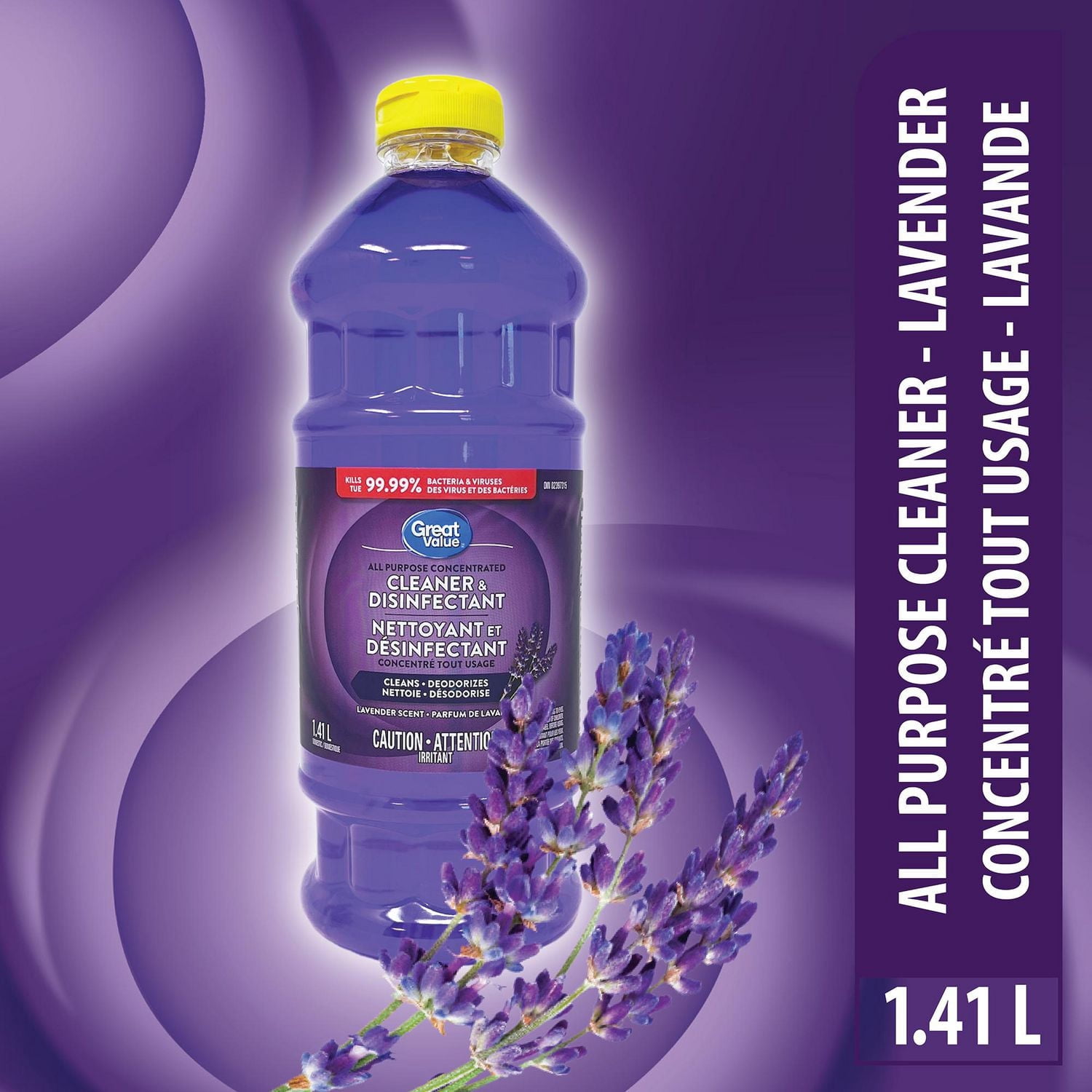 Great Value All Purpose Concentrated Cleaner and Disinfectant, Lavender Scent, 1.4L