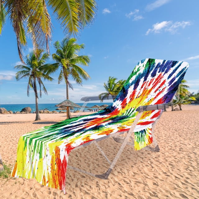 LSLJS Beach Chair Cover with Side Pockets, Microfiber Chaise Lounge Chair Towel Cover for Sun Lounger Pool Sunbathing Garden Beach Hotel, Easy To Carry Around