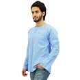 thumbnail image 2 of Atasi Chemise à Manches Retroussables en Coton Bleu Kurta Col Rond pour Hommes-Moyen, 2 of 7