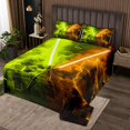 thumbnail image 2 of Erosebridal Neon Lightsaber Coverlet Set Queen, Yellow Orange Geometry Bedding Set, Lightning Decor, 2 of 5