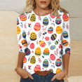thumbnail image 1 of UPPADA Bunny T-Shirts de Pâques pour Femmes Lapin Oeuf Imprimé T-Shirts Manches 3/4 Col Rond T-Shirts d'Été Décontractés Mignons T-Shirts Graphiques Chandail Confortable Haut Vert,TTG, 1 of 5
