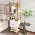 thumbnail image 2 of Costway 5-Tier Bookshelf with 4 Open Shelves Storage Drawer Modern Book Storage Organizer White, 2 of 9