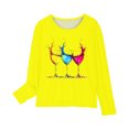 thumbnail image 4 of Huvoen T-Shirt de Base à Rayures à Manches Longues pour Superposition, Blouses et Chemises à Manches Longues à Col Rond pour Filles, Chemises à Manches Longues à Imprimés, Jolis Chandails Ras du Cou, Hauts, Blouses Habillées Décontractées, Vêtements, Jaune, 3 Ans, 4 of 5