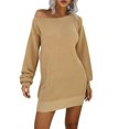 thumbnail image 1 of Robe Chandail PMUYBHF d'Automne à Hiver pour Femmes Robe Chandail pour Femmes Épaules Dénudées Tricot Longs Chandails Robes Chandail pour Femmes 2024 Robe Tendance pour Femmes, 1 of 5