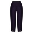 thumbnail image 4 of Timegard Plus Size Pants for Women Elastic Waist Solid Color Comfy Fall Casual Crop Pants with Pockets, 4 of 5